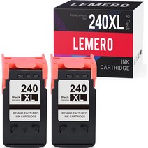 LEMERO 240XL 재생 잉크 카트리지 Canon 240XL PG-240XL 240 XL PIXMA MG3620 MG3520 MG2120 MG322 MG2220, 240XL 블랙, 한 사이즈