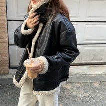 로필 / 덤블퍼양털안감 오버핏 레더가죽 무스탕자켓점퍼
