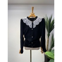 가을신상 무배 레이스 배색 진주단추 포인트 니트티