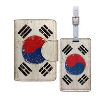 태극기여권지갑+가죽캐리어택 세트 2종