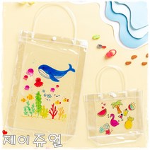 민화샵 PVC 투명 비치백 투명비닐가방 꾸미기비닐가방 작품비닐가방 만들기 꾸미기 집콕놀이 여름 만들기 재료, PVC비치백-대