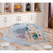 썸띵 장미 원터치 밥상 반찬 보호 밥상보 메쉬 원단 블루 핑크 색상선택, 1개