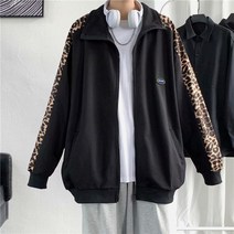 호피패치코트 남힙합 커플점퍼 봄가을 루즈핏 캐주얼