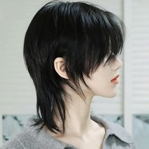 남자 가발 장발 긴머리 허쉬컷 울프컷 통가발 롱헤어 스타일링, 1개, 그래니 그레이 + 헤어 네트