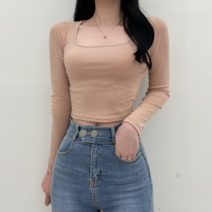투디 베이직 스퀘어넥 크롭티 긴팔티 이너 6color