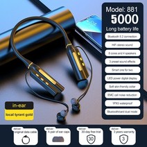 넥밴드블루투스이어폰 가성비블루투스이어폰 노이즈캔슬링 10000mah 5000 시간 재생, 인이어 골드