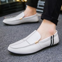 1+1 남자 로퍼 플랫 슈즈 패션 코디 심플 스니커즈 줄무늬 슬립온 캐쥬얼화 연예인 비니