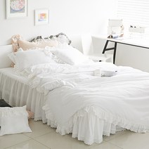 류금숙 여자의 순수 광목 워싱 프릴 홑겹이불커버 베개세트 (SS/Q/K/SK)