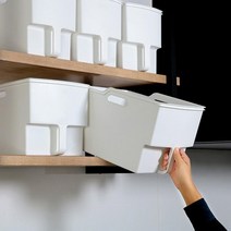 손잡이 수납 다용도 정리함 팬트리 오픈 리빙박스 음료수 짐보관 통돌이 드럼세탁기선반 베란다, 1개, 화이트_와이드형