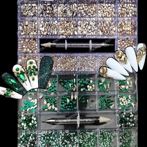 네일아트 대용량 스톤세트 20종 + 스톤픽커 물결 유리알 파츠 비즈 얼음 투명 언 포일, #3)골든쉐도우