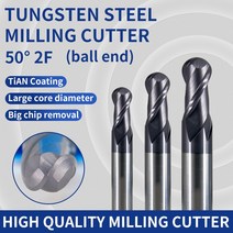엔드밀 HRC50 2 플루트 볼 노즈 엔드 밀 텅스텐 스틸 커터 CNC 라우터 비트 밀링 공구 절삭 r05 mm 1mm 3mm 4mm 6mm 10mm, 10PCS, 2F R3xD6x50L