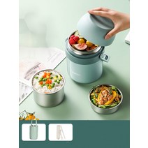 보온 도시락 스텐반찬통 도시락반찬통 열 보존 도시락 초장 열 보존 배럴 다층 스테인레스 스틸 휴대용 도시락 학생 및 직장인을위한, 녹차 그린1.3L  【단열 가방 보내기 식기 세트】