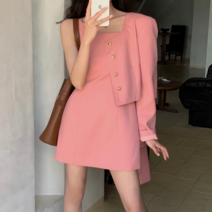 디작소 여성 여름 데일리 오프 A라인 미니 원피스