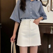 코디 하기 좋은 A라인 데님 스커트 여름 패션 룩북