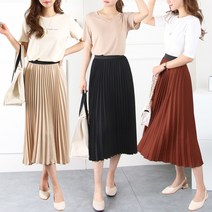 엠아이유 빅사이즈여성의류 주름치마 여성 롱스커트 밴딩 정장 플리츠스커트