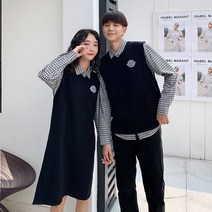 봄 셔츠 나시 조끼 세트 커플 반복 세트 커플룩