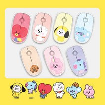 BT21 마우스 무선 무소음 예쁜 캐릭터 소리안나는 노트북 휴대용 귀여운 치미 타타 슈키 쿠키 코야 알제이 망 작은 강아지 토끼 핑크 레드 하트 굿즈 패드 키보드 커플 다이소, 무선마우스 망
