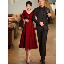 에이라인 권주복 신부 가을 약혼함 결혼 답례연 할 것 숏 예복원피스 여성 돌아가다 문 긴 소매 3533635093