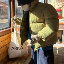 이중지퍼 스트링 숏패딩 포켓 카라 크롭 커플 남여공용 오버핏 아우터 겨울코디 남친룩 무지