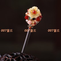 전통비녀 뒷꽂이 원석장식 나무비녀 올림머리장식 헤어핀
