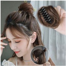 볼륨 가발 머리끈 곱창 밴드 여자 똥머리 당고머리 만두머리 올림머리 부분가발, 1개, 01.생머리-다크브라운
