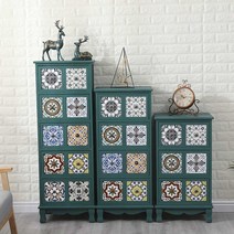 엔틱가구 레트로 빈티지 수납 서랍 장식장 고급형, 짙은 브라운 6각격자A