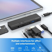 usb허브 c타입허브 호환 Surface Pro x/Pro8 USB 도킹 스테이션 용 듀얼 타입 C 어댑터 허브 독 HDMI 호환, CHINA_With network port