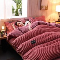 벙커침대 이층침대 벙커 30 두꺼운 따뜻한 겨울 이불 침대 ab 버전 양면 벨벳 이불 커버 베갯잇 플란넬 침구 퀸 사이즈, 200x230cm, e