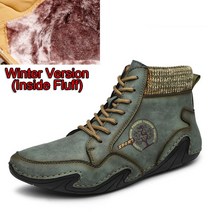 오토바이 부츠스노우부츠 브랜드 방수 오토바이 부츠 남성용 따뜻한 패션 미끄럼 방지 가을 겨울 작업 신, 03 7.5, 06 Army Green Fluff