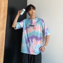 페인팅 패션 라운드넥 반팔 남성 물감 티셔츠남자반팔티 남자반팔티셔츠 반팔티 박스티 오버핏반팔티 루즈핏반팔티 티셔스 반팔티셔츠 면티 면티셔츠 프린트티셔츠