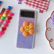 걸스코코 알록스마일꽃톡 스마트톡 휴대폰거치대 플라워 인형 그립톡 친구선물 커플템, 1개, 오렌지