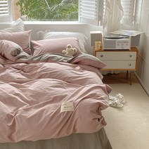 인스타 감성 심플 워싱면 봄 여름 침구 커버 세트 사계절 싱글 퀸 킹 이불 베개 코디, C 킹 시트형