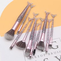 인어 트로트 라틴댄스 반짝이 무대의상 자켓 시니 크리스탈 10PCS 메이크업 브러쉬 세트 화장품 뷰티 파우더 컨실러 아이 섀도우 완료 도구 키트, [03] Mermaid Green