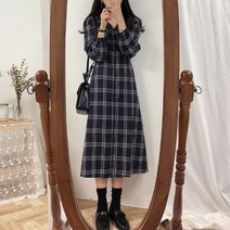 미앤유 모던 타탄체크원피스 롱원피스
