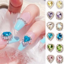 크리스탈 테두리 다이아몬드 젤 네일 파츠 스톤 재료, 1개, 스퀘어 블루