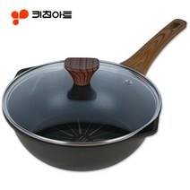 키친아트 수구팬(24cm)+유리뚜껑 인덕션후라이팬 밀크팬 궁중팬 웍 볶음팬 에그팬, 24cm