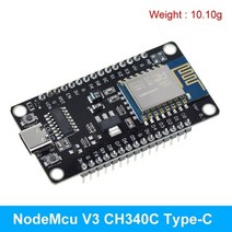 아두이노 센서 키트 무선 모듈 nodemcu v3 ch340 lua wifi 인터넷 개발 보드 esp8266 pcb 안테나 및 arduino 용 usb 포트 포함, nodemcu type-c