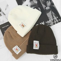 스타일자키 버튼 앤 라벨 포인트 심플 골지 비니 (6color)