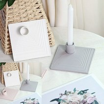 심플 사각 도자기 촛대 엔틱촛대 초거치대, 그레이