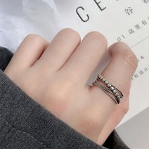 템퍼 부품 유라커피머신 부속 빈티지 펑크 스털링 실버 반지 패션 간단한 트위스트 직조 다층 기하학적 보석 선물 여성을 위한, WHITE