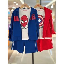 코코리따 아동 남아 순 면 100% PERFECT 마블 스파이더맨 캡틴 3SET 후드 자켓 반팔티 반바지 상하 세트 CEMS22SM1 NC강서점