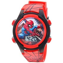 ACCUTIME Marvel 보이즈 수정 시계 플라스틱 스트랩 레드 16(모델 SPD3515A), Red Black