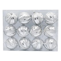12Pcs 크리스마스 공 크리스마스 장식품 세트 장식 싸구려 펜던트 선물 패키지 매달려 펜던트, 플라스틱, 은