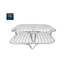 새로이몰 신제품 사각 스텐 304 돈까스망 스텐망 기름망 트레이 튀김 받침망 에어프라이어망 1+2단 세트, L사이즈(미니집게증정)