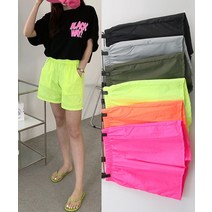 F XL 바스락 네온 형광 여름 데일리 휴양 반바지 밴딩 3부 4부 빅사이즈