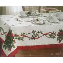 홀리데이 테이블보 식탁보 3종 Tablecloth 크리스마스 잎 미국식 패브릭 티 테이블보, 152x213 직사각형, HOLIDAY