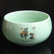 불교 그릇 백자 트레이 발우공양 세라믹 도자기 청자, 매실청선자심경 12.7cm