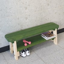 파인힐 예쁜 나무 원목 식탁 카페 벤치 의자, 3인(1800mm), 그린화이트
