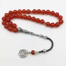패션팔찌 천연 붉은 마노 칼세도니 Tasbih 이슬람 misbaha 무슬림 것이 팔찌 염주 33 66 99 구슬 돌 묵주