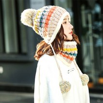 보슈 3라인 방울비니 넥워머 세트 겨울 스키장 스키모자 기모모자